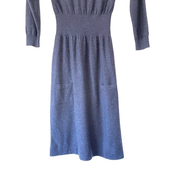 Sonia Rykiel Navy Merino Wool Long Sleeve Collared Sweater Dress Size S READ - Picture 6 of 9